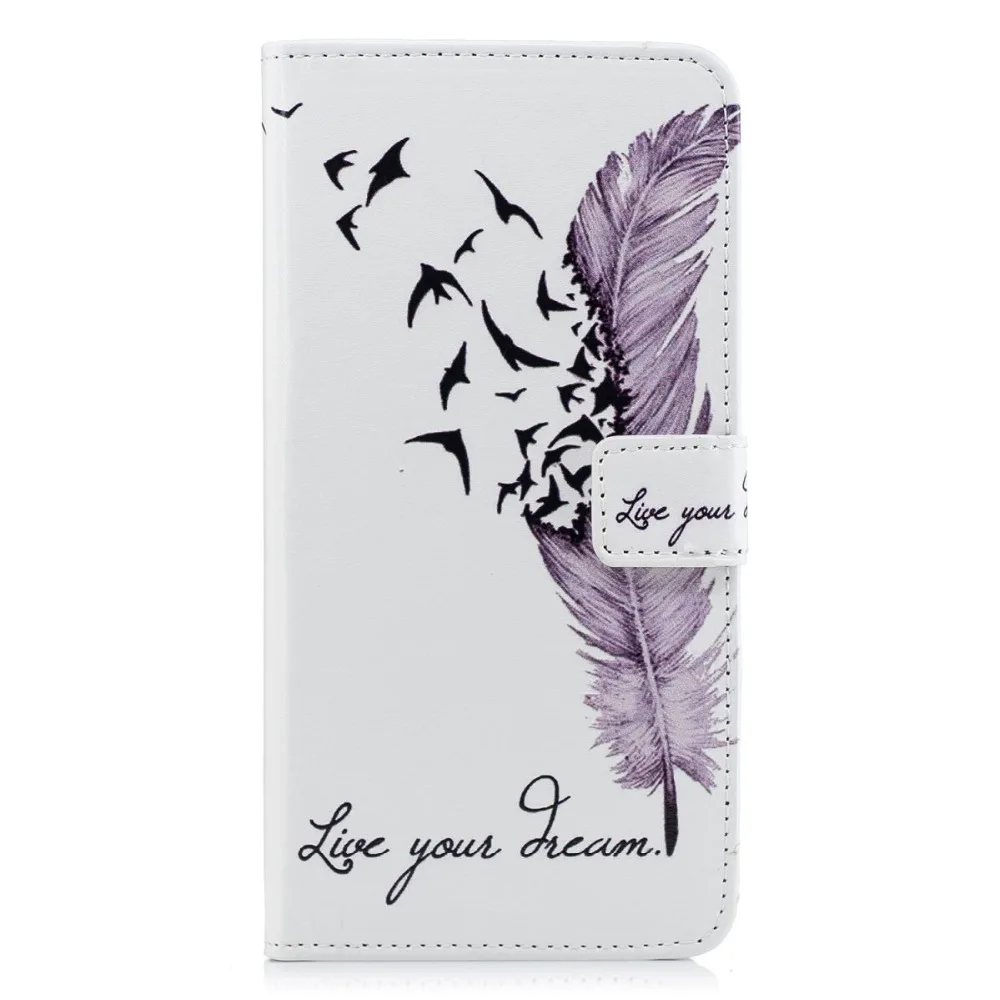 

Dandelion Cases Flip Fundas Leather Covers For iphone X XR Xs Max Butterfly Case For Sony L1 Feather Card Slot Stand Capa P10G