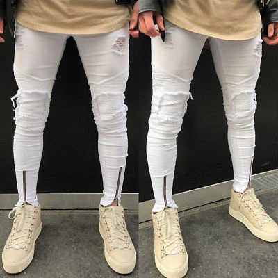 white scratch jeans