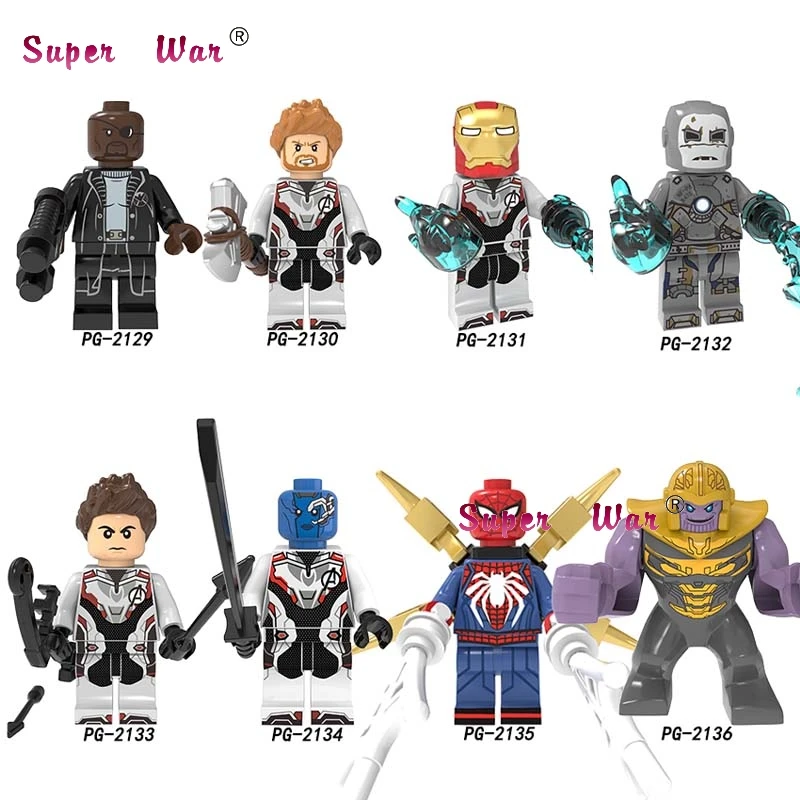 10 комплектов Marvel Comics Series 5 Infinity War Endgame Железный человек Локи Тор Hawkeye Капитан Америка Модель Кирпичи Детские игрушки - Цвет: 10Set-PG8250
