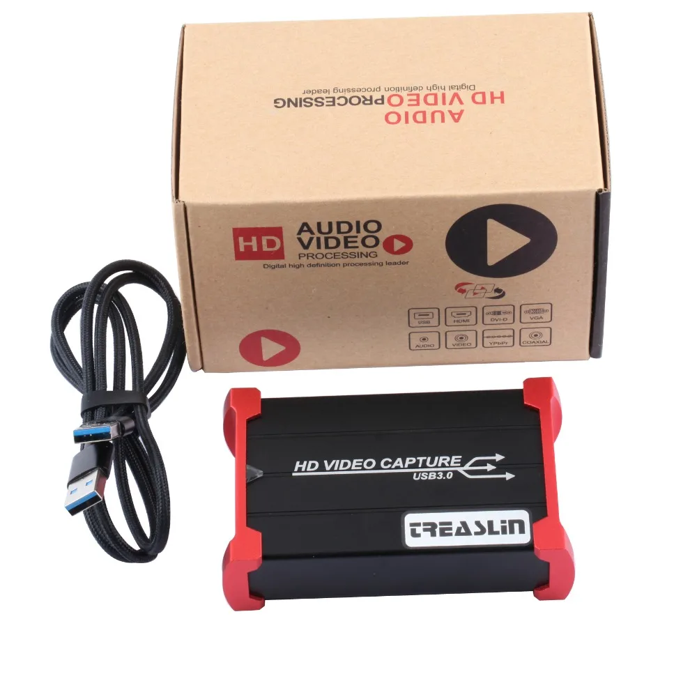 

TreasLin HDMI Game Capture Card USB 3.0 HD Video 1080P 60FPS, Live Streaming Game Recorder Device Compatible with PS4, Xbox One