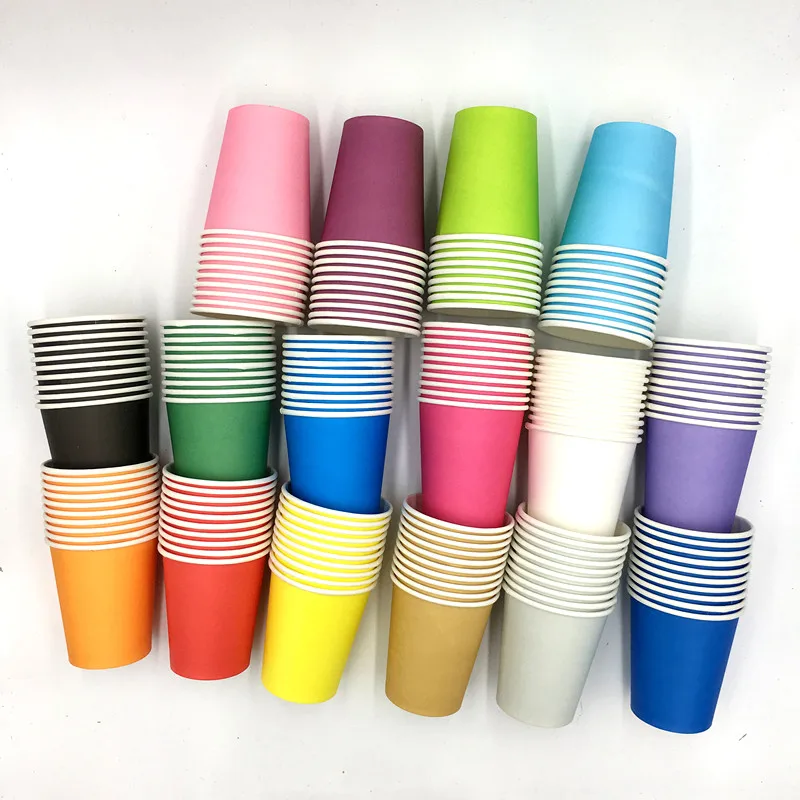 

10PCS/LOT PLAIN COLOR CUPS SOLID COLOR GLASSES KIDS BIRTHDAY PARTY WEDDING PARTY SUPPLIES PURE COLOR CUP