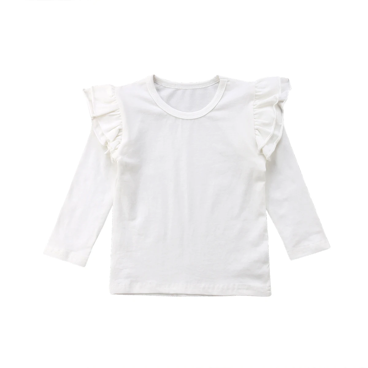 Детская футболка для маленьких мальчиков и девочек, топы, пуловер, одежда, блузка, хлопковая футболка с длинными рукавами, размер 1-5 лет - Цвет: Белый