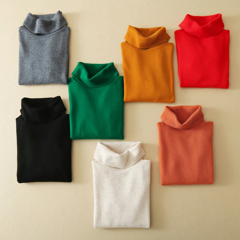 Summer and autumn new ladies cashmere sweater turtleneck sweater short-sleeved solid color simple large size loose comfort Summer and autumn new ladies cashmere sweater turtleneck sweater short-sleeved solid color simple large size loose comfort