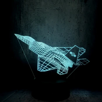 

3D Jet Aircraft Warplane Model Cool RC Toy Creative Night Light Touch LED Illusion Table desk bedside lamp Decor kids Toys