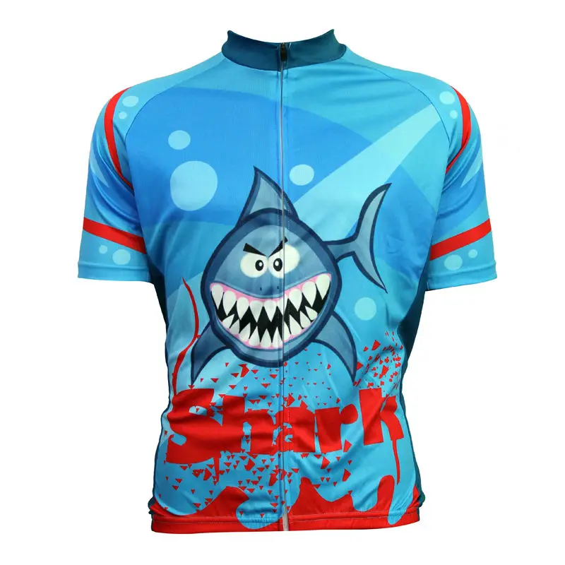 

17 Bloody Shark Pattern Men's O-Neck Blue 2017 Sleeve Bicycle Clothes Summer Quick Dry new