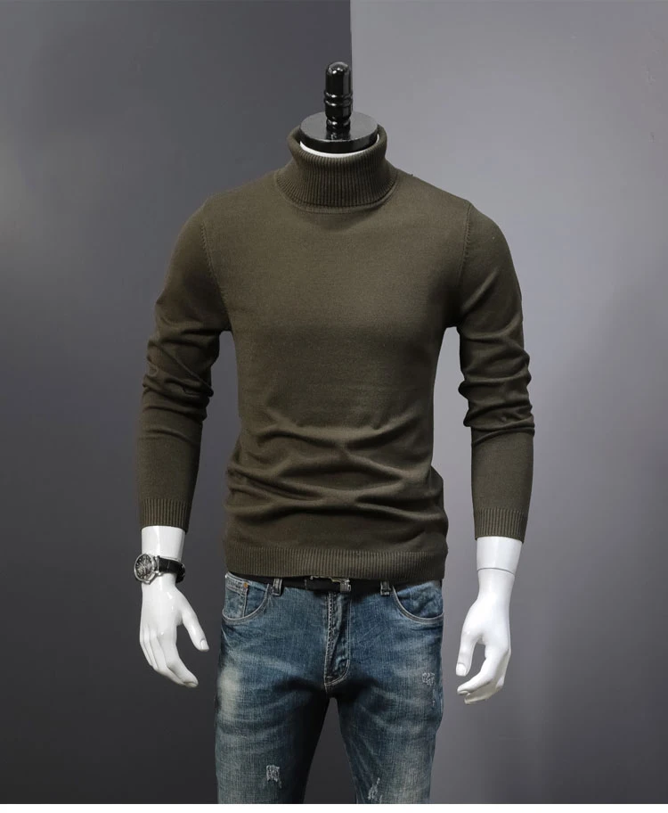 Мужской зимний свитер, толстый свитер с высоким воротником, мужской зимний теплый свитер, тонкий вязаный свитер с бархатом, базовый пуловер свитер