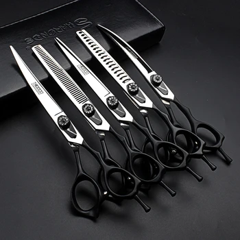 

7 inch purple dragon dog grooming scissors set pet dog scissors professional curved cutting shears thinning makas tijeras