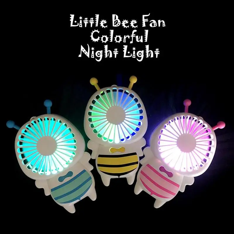 

1 Set Mini Portable Outdoor Fan Handy Bee Shape Fashion Usb Fan Household Summer Hand-held Ultra-thin Night-light Electric Fan