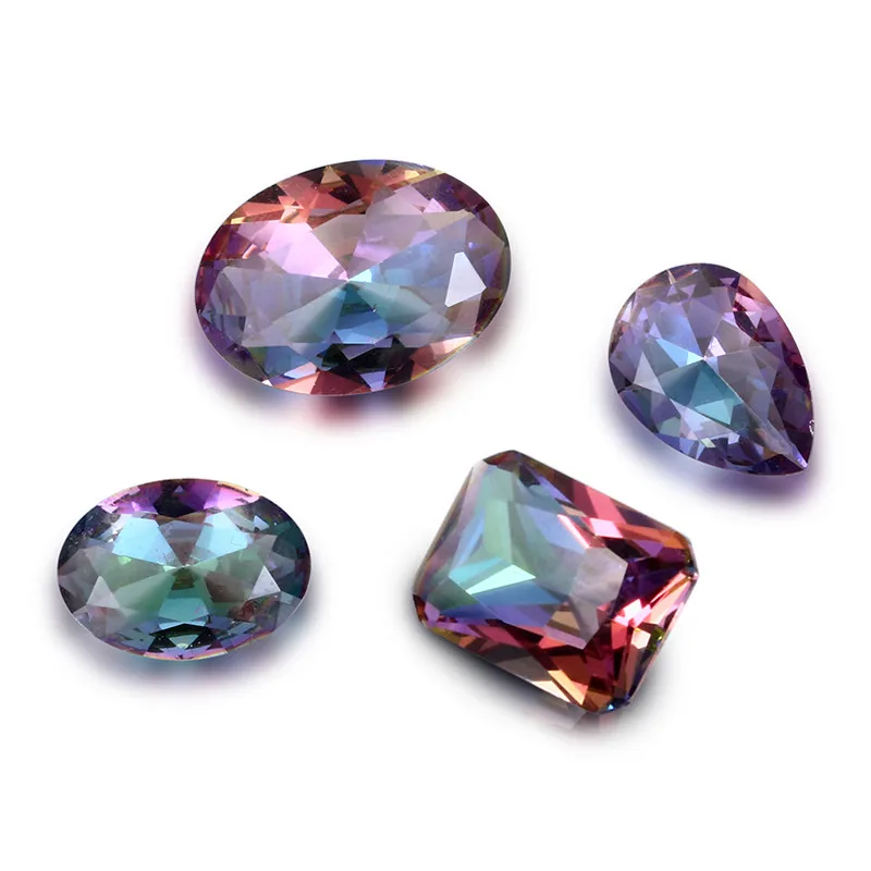 Nasia Mysterieuze Rainbow Gemaakt Stenen Kralen Spinel Zirkoon Drop Vierkante Rechthoek Ovale Losse Edelsteen Voor Ring Sieraden Diy 10 Pcs