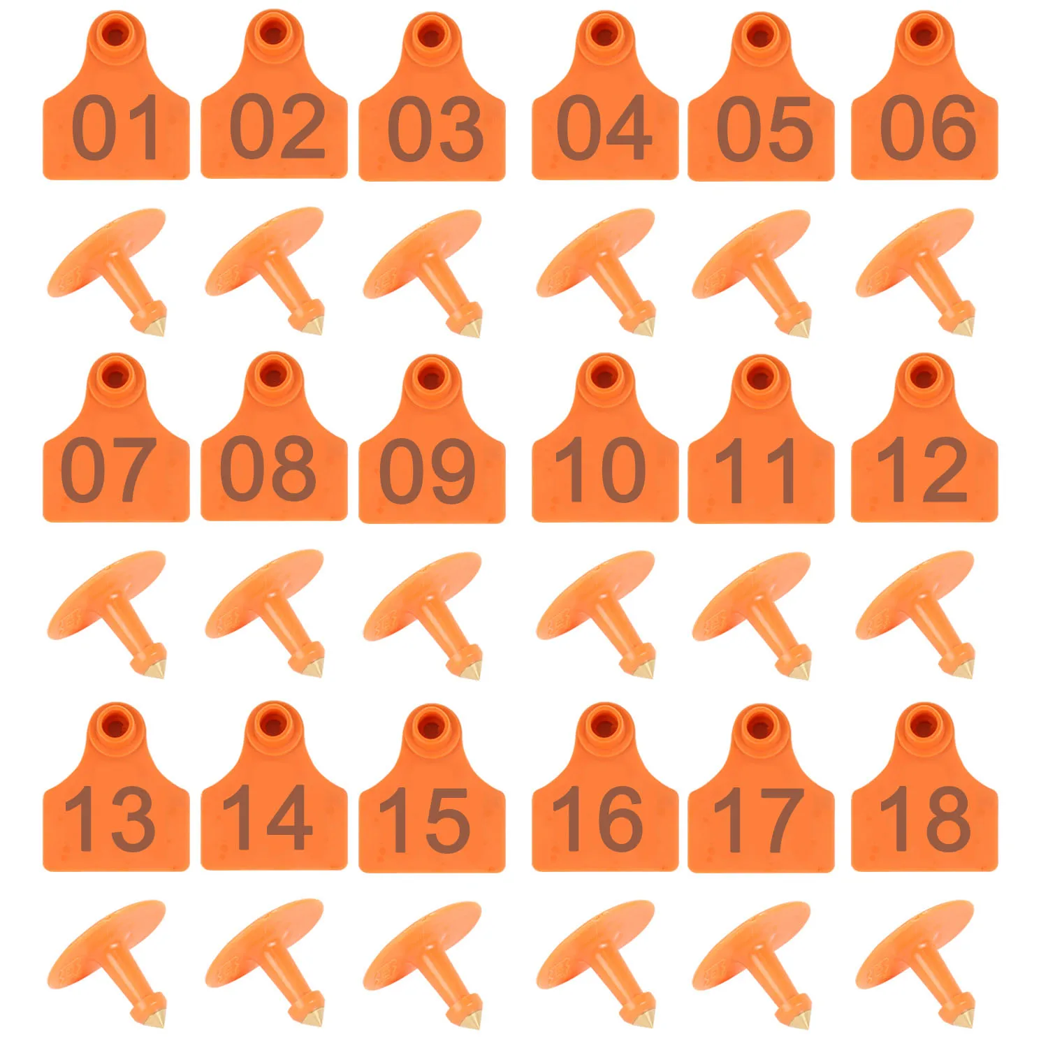 100 набор мягких ТПУ животных поголовья поросенка Ушные бирки идентификационный номер пластины для разведения популяции мясной антали - Цвет: Orange