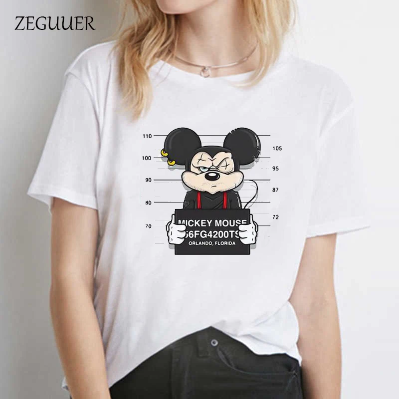

Crime Thug Cartoon Kawaii Print T Shirt Harajuku Cotton Round Neck Casual Clothes Summer T Shirts Womens Clothing