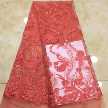 

African Lace Fabric 2019 Embroidered Nigerian Laces Fabric High Quality French Tulle Lace Fabric With Sequins