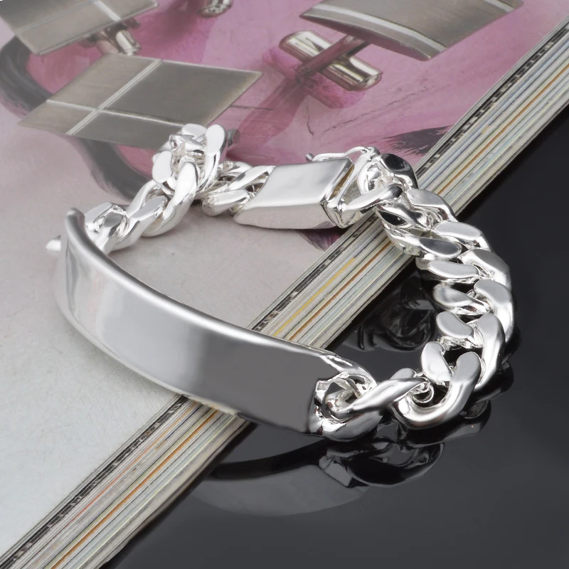 10MM Chain Bracelets for men wholesale 925 sterling silver bracelets bangle fashion silver ...