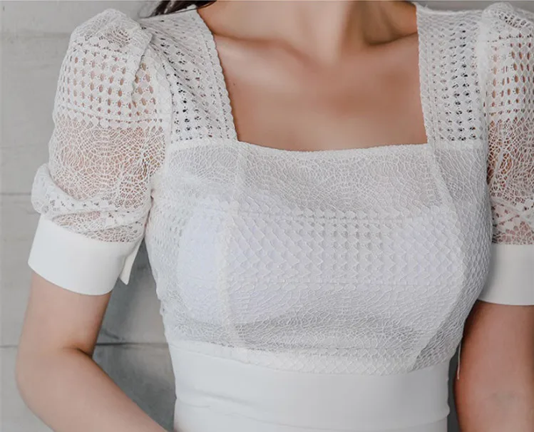 Женский элегантный комплект из 2 предметов SWEETXUE Белый Летний короткий топ с