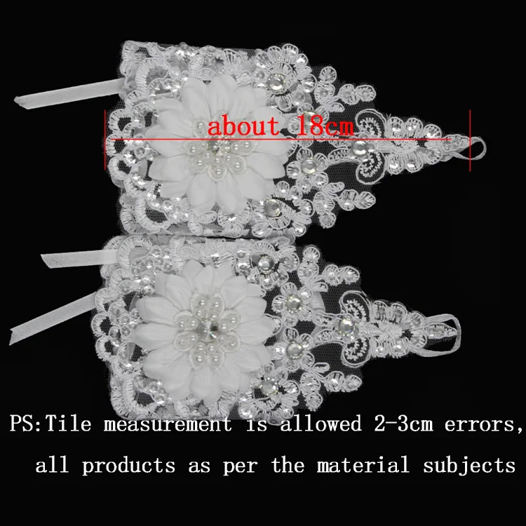 ZUOYITING Лидер продаж пальцев наручные Длина Кружева Аппликации Белый Свадебные перчатки с бисером и цветок свадебные аксессуары