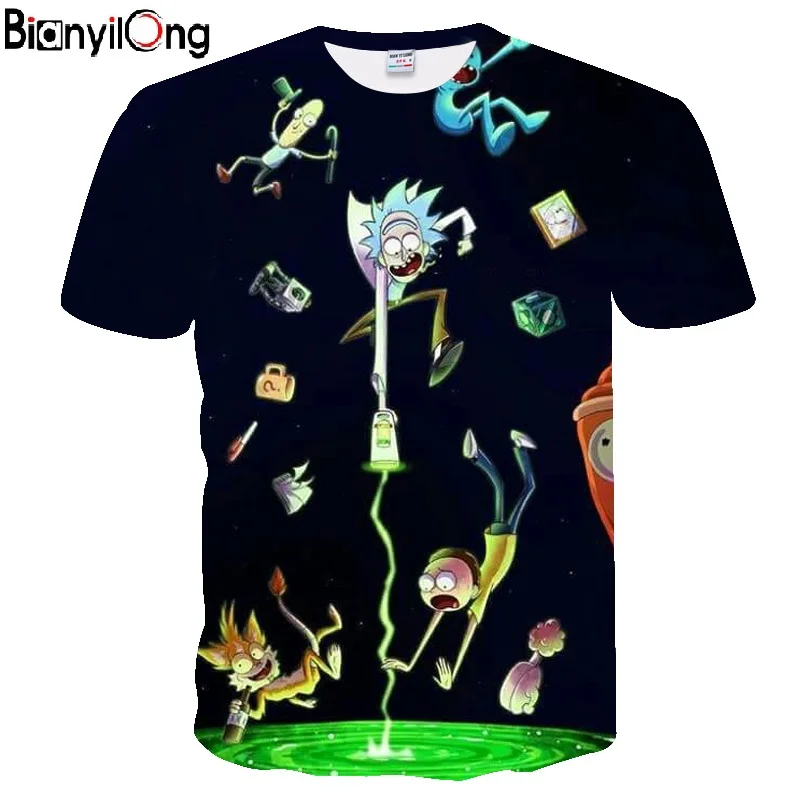 

BIANYILONG 2018 new Rick and Morty 3D Print t shirt Men Women tshirt Summer Anime Short Sleeve O-neck Tops&Tees Play Drop Ship