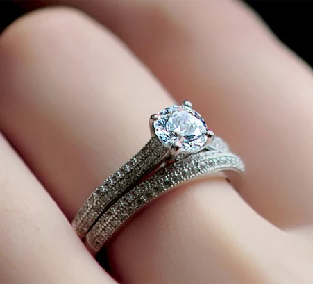 2 шт Твердые 925 стерлингового серебра Свадебные кольца набор, обручальные кольца для женщин, пара 925 серебряных колец женское кольцо argent 925