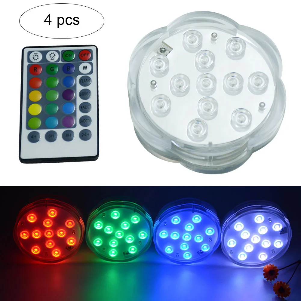 

Newest 4 Pcs/Set Swimming Pool LED Light Bulb Submersible Underwater Remote Control Pond Decor RGB Lamp @8