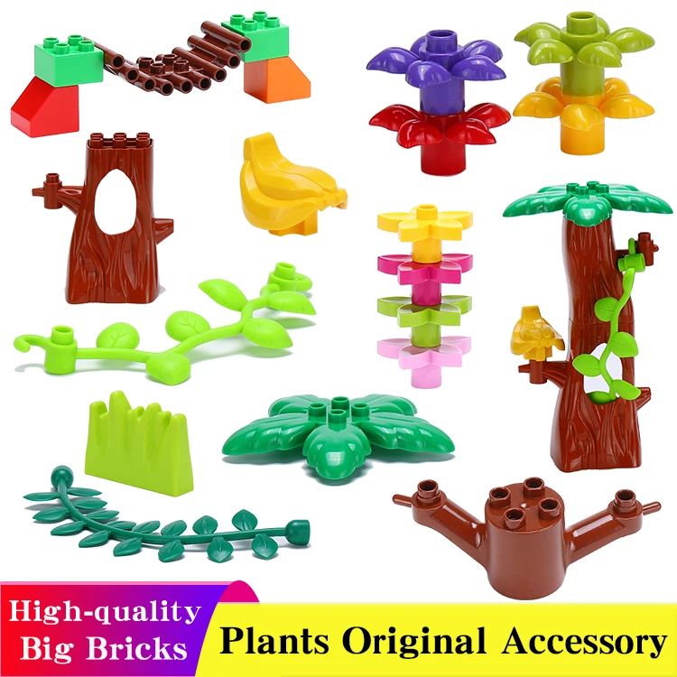 

Large Particles Big Building Blocks Bricks Original Accessory Parts Tree Flower Grass Compatible Duploly DIY Toys for Children