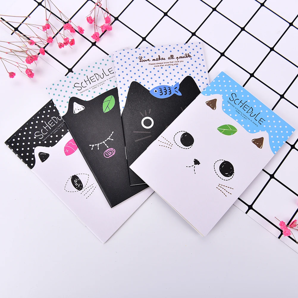2PCS Cute Cat Notebook Students Diary Filofax Notepad School Supplies Gift Sent at Random Office Stationery
