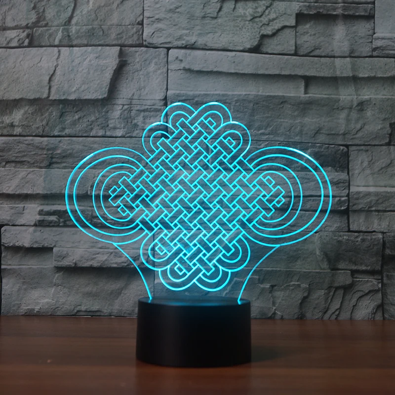 3D Лаки Китайский Узелок настольная лампа светодиодный ночник для детей USB сна