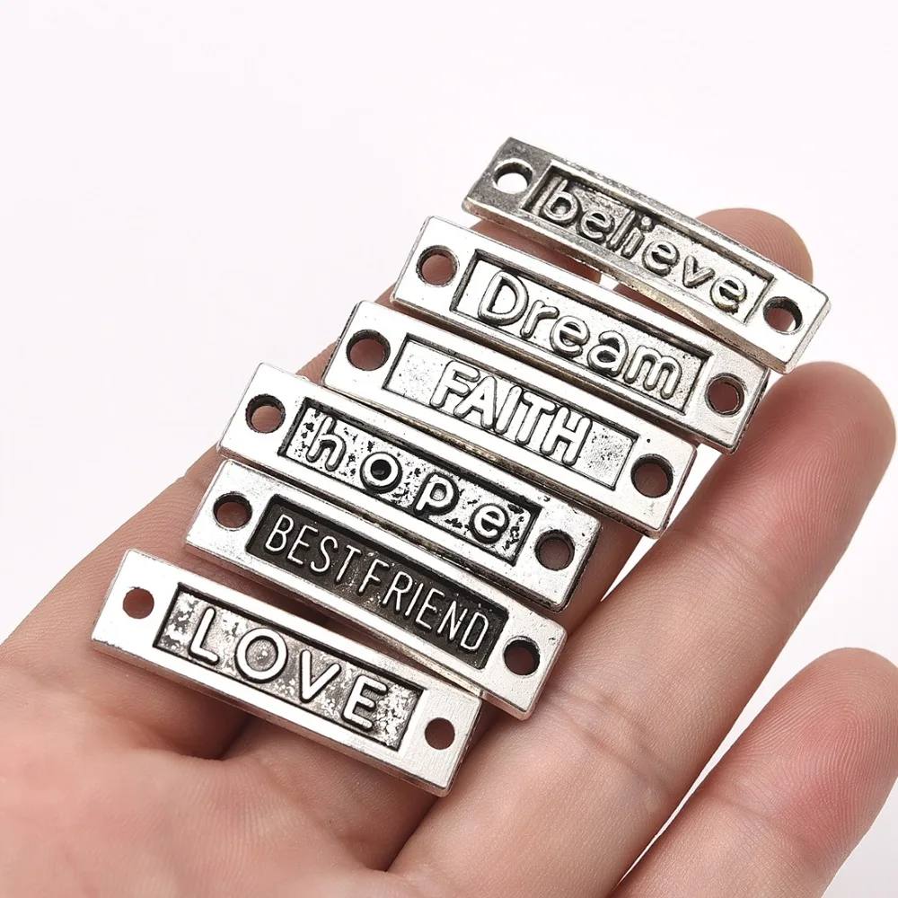 Zinc Alloy Letter Rectangle Chain Connectors (4)