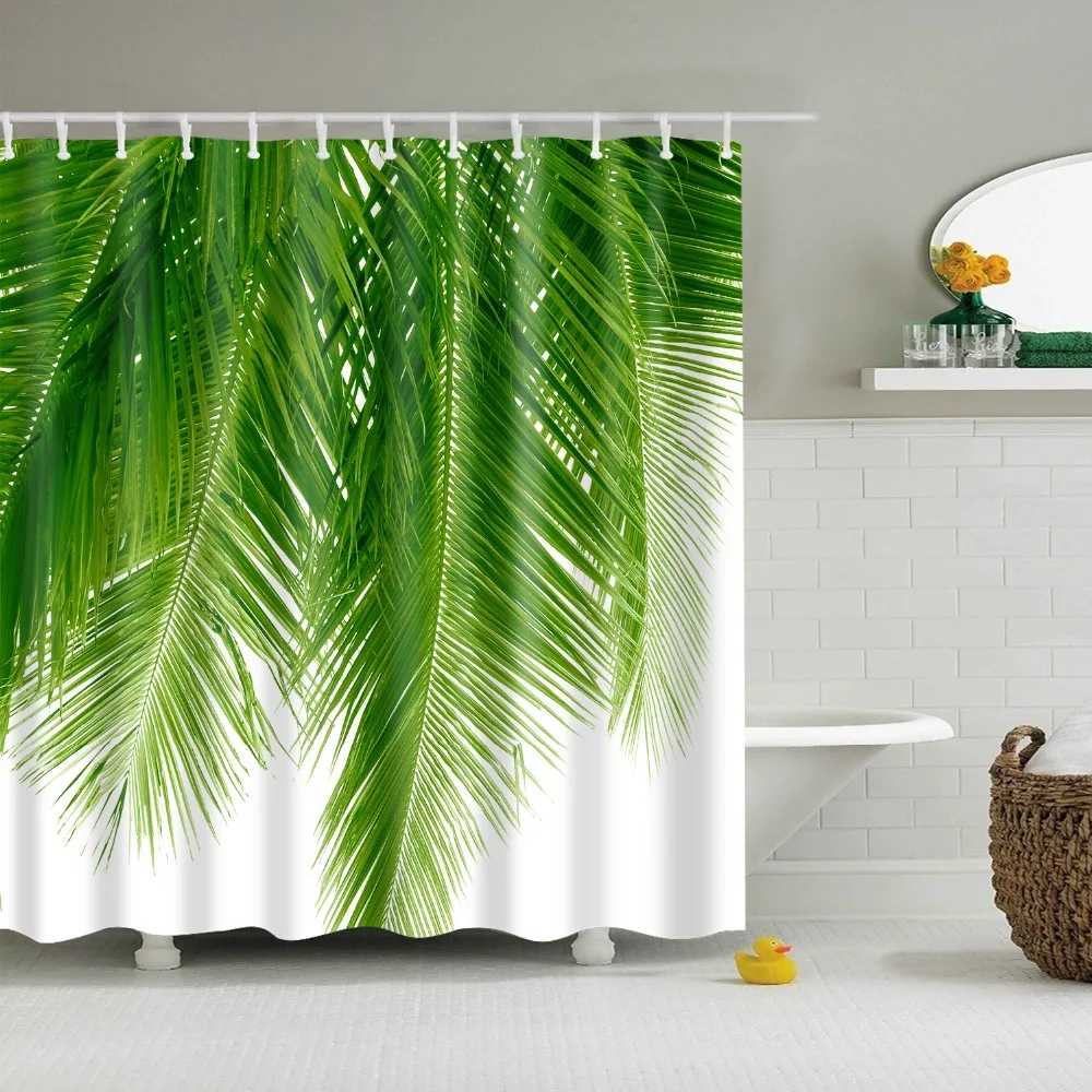 Tropical Rainforest Plant Palm Leaf Monstera Cactus Shower Curtain
