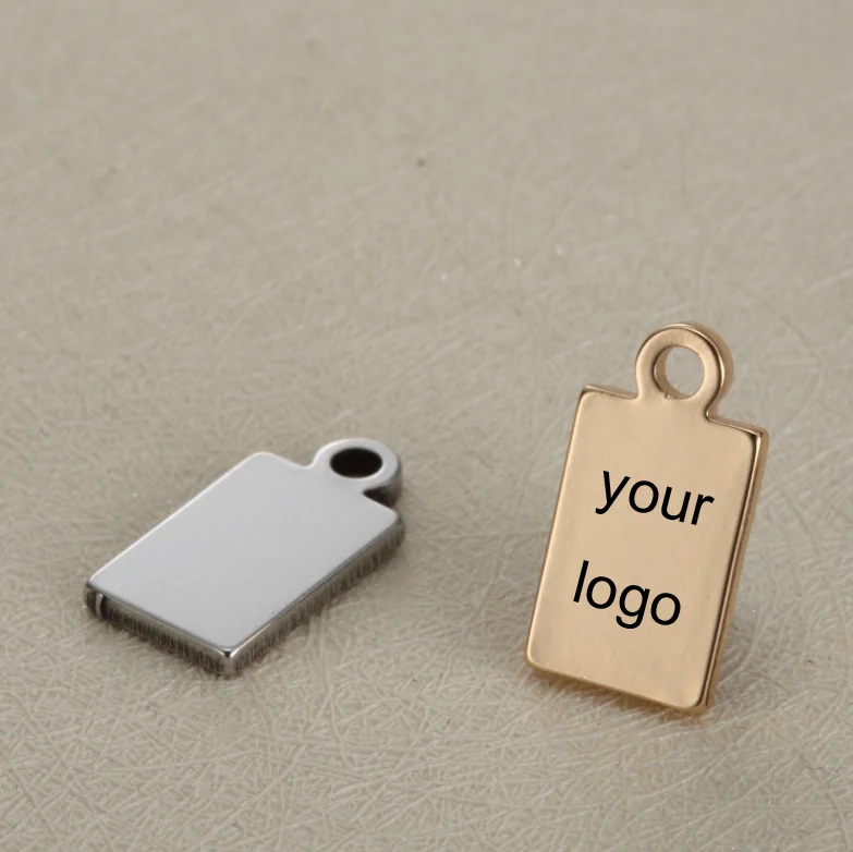 8*15mm Stainless Steel Small Tag Custom logo pendant Customized Charms