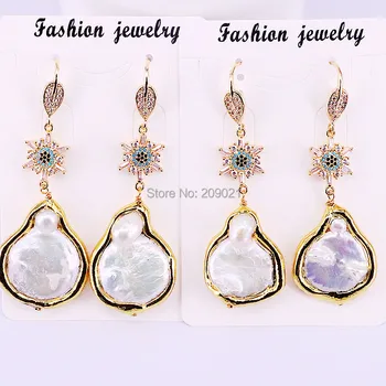 

New Design 4Pair Trendy Delicate Women Cubic Zircon & Pearl Dangle Earrings For Party Jewelry