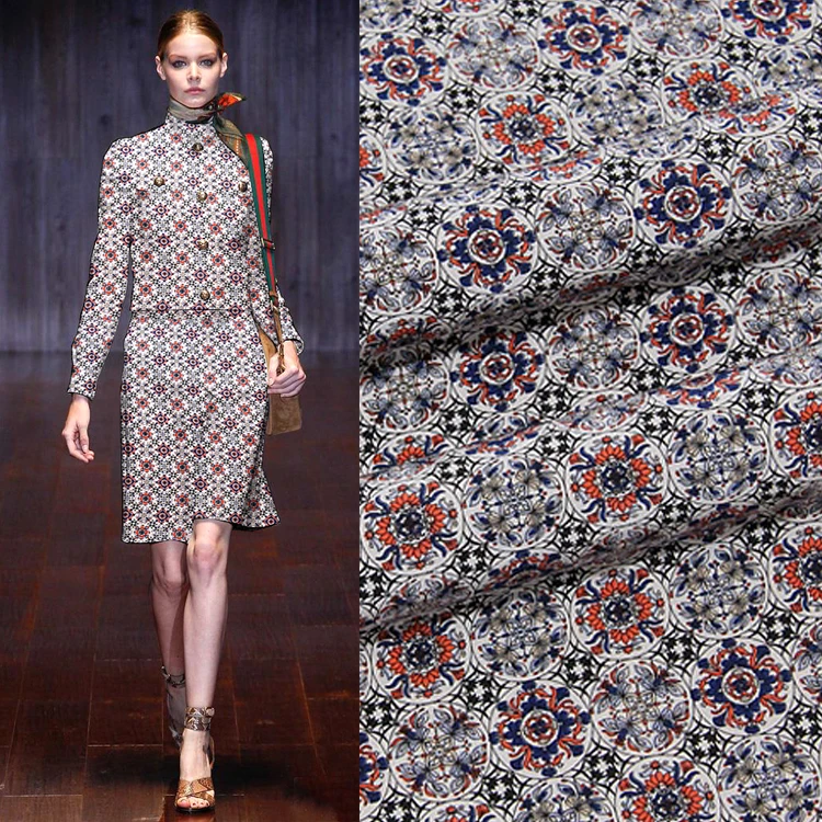 

High-grade printing silk crepe de chine fabric 16mm fashion cheongsam t-shirt silk fabric wholesale silk cloth 140cm
