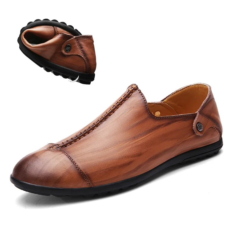 

Male Genuine Leather Loafers Men Handmade Casual Shoes 2019 Spring Autumn Men's Business Office Slip on Moccasins Mens Shoes