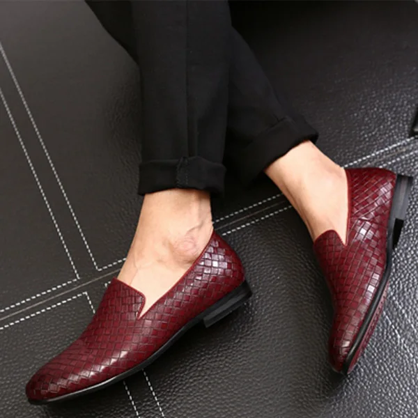 QFFAZ/Новая мужская обувь, роскошные брендовые кожаные повседневные туфли-оксфорды для вождения, мужские лоферы, Мокасины, итальянская обувь для мужчин на плоской подошве - Цвет: Red