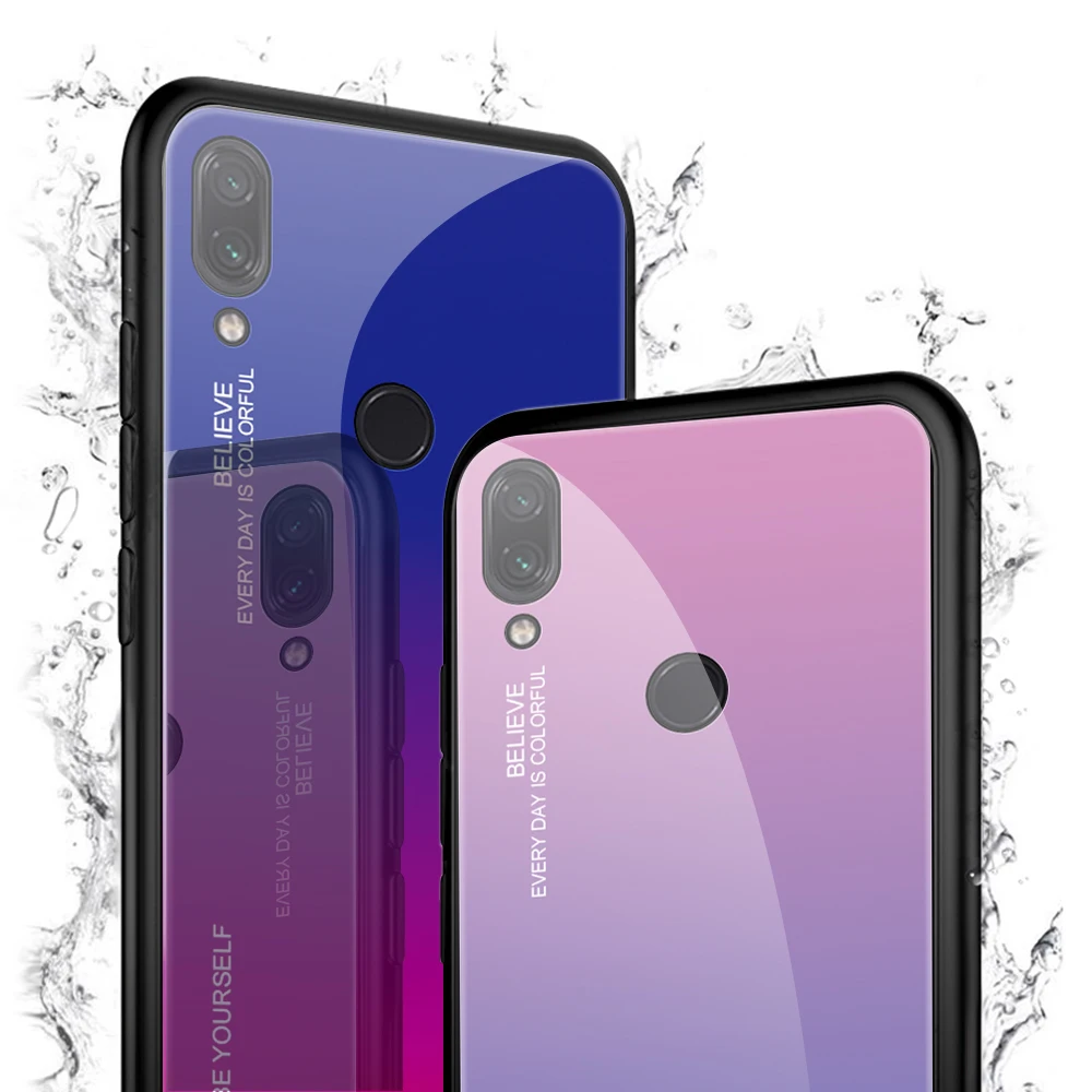 2019 Phone Case For Xiaomi Redmi Note 7 5 6 Pro Global A2 Luxury Brand Case Gradient Tempered glass For Xiaomi Redmi Note 7 Pro