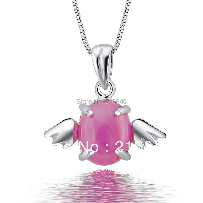 

Women's Lovely Jewelry Angel Egg Natural Ruby Pendant Necklace In 925 Sterling Silver Fashion Birthstone Girl Gift SP0602R