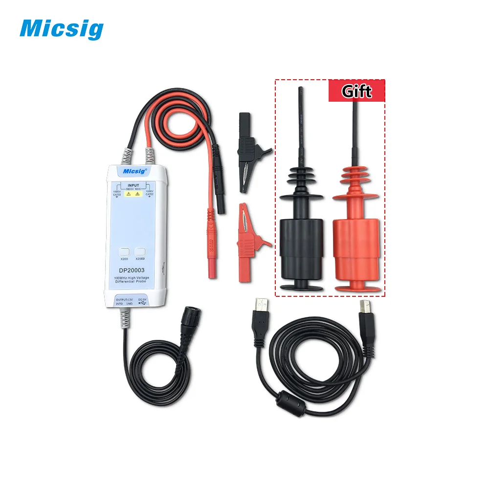 Micsig Oscilloscope 5600V 100MHz High Voltage Differential Probe DP20003 kit 3.5ns Rise Time 200X / 2000X Attenuation Rate