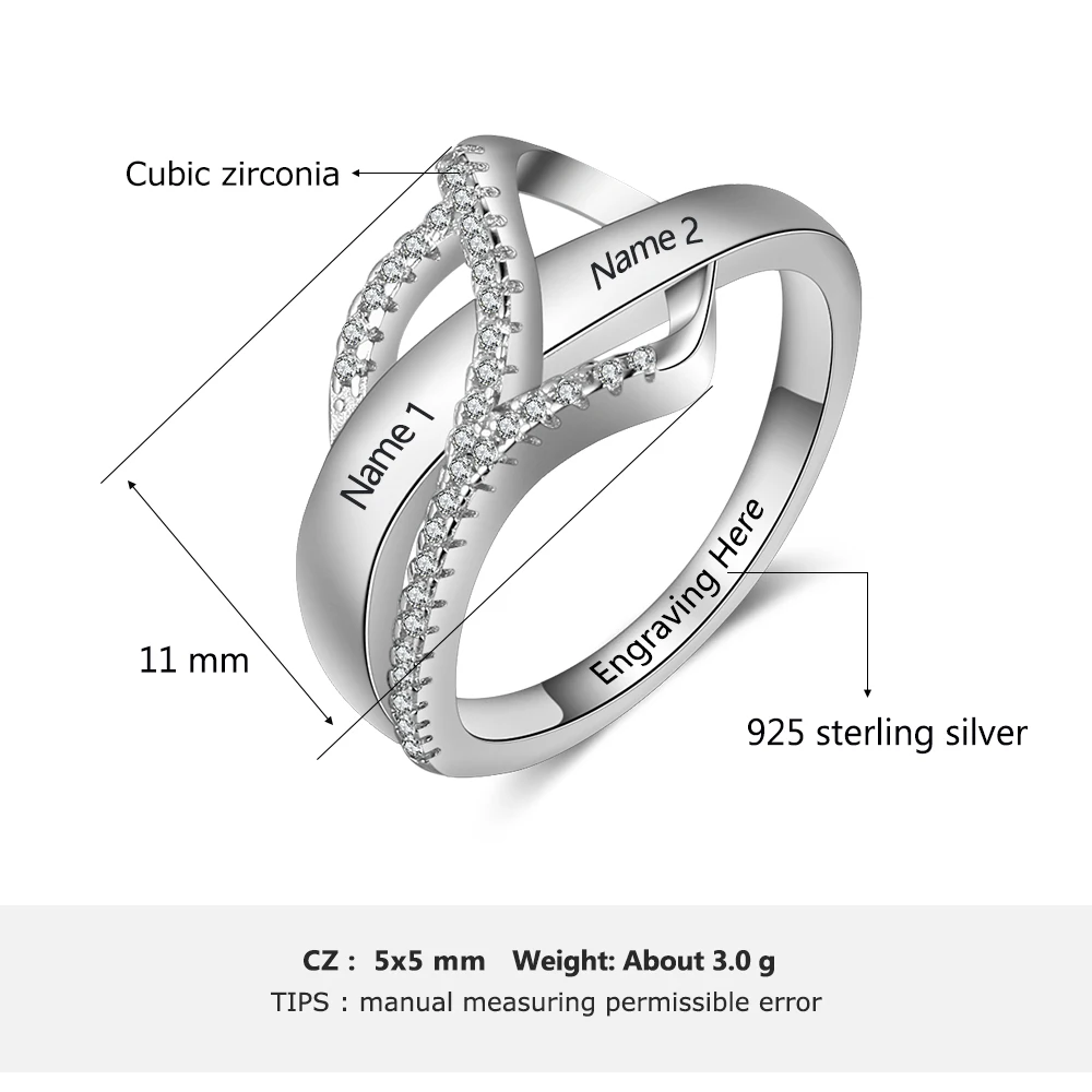 Персонализированное 925 пробы Серебряное кольцо с кубическим цирконием на заказ, выгравированное имя, обручальное кольцо, подарок(Lam Hub Fong