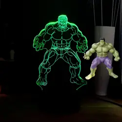 Фильм Marvel серии 3D супергерой Халк акрил 7 цветов изменить USB удаленного светодиодный ночь гамма лампы Детские праздничные игрушки подарок