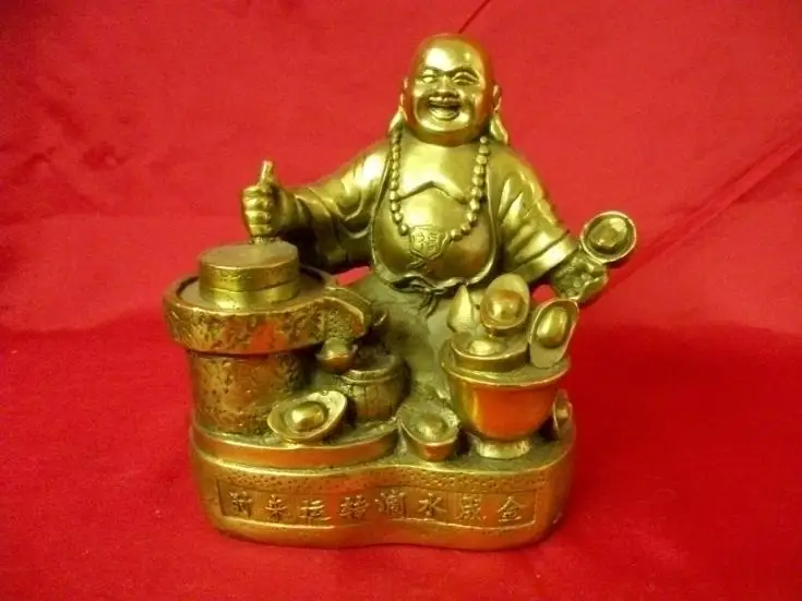 

Copper turned the corner gold water dripping laughing buddha maitreya Bronze decoration transhipped maitreya