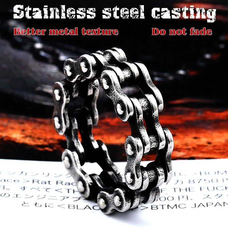 BEIER Stainless Steel Steel Link Motorcycle Chain Boy Rings Punk Rock Mens Biker Jewelry Love accessories Birthday Gifts BR8-514