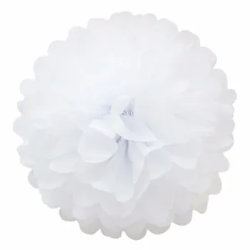 

5pc 20cm White Tissue Paper Pom Poms Paper Flowers Ball pompom wedding Birthday Decoration Parties Decorative Flowers Hand Craft