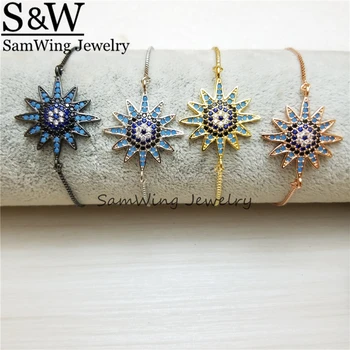 

10 piece Bule Sun Flower Bracele sword Jewelry Women 2017 High-quality CZ Stones
