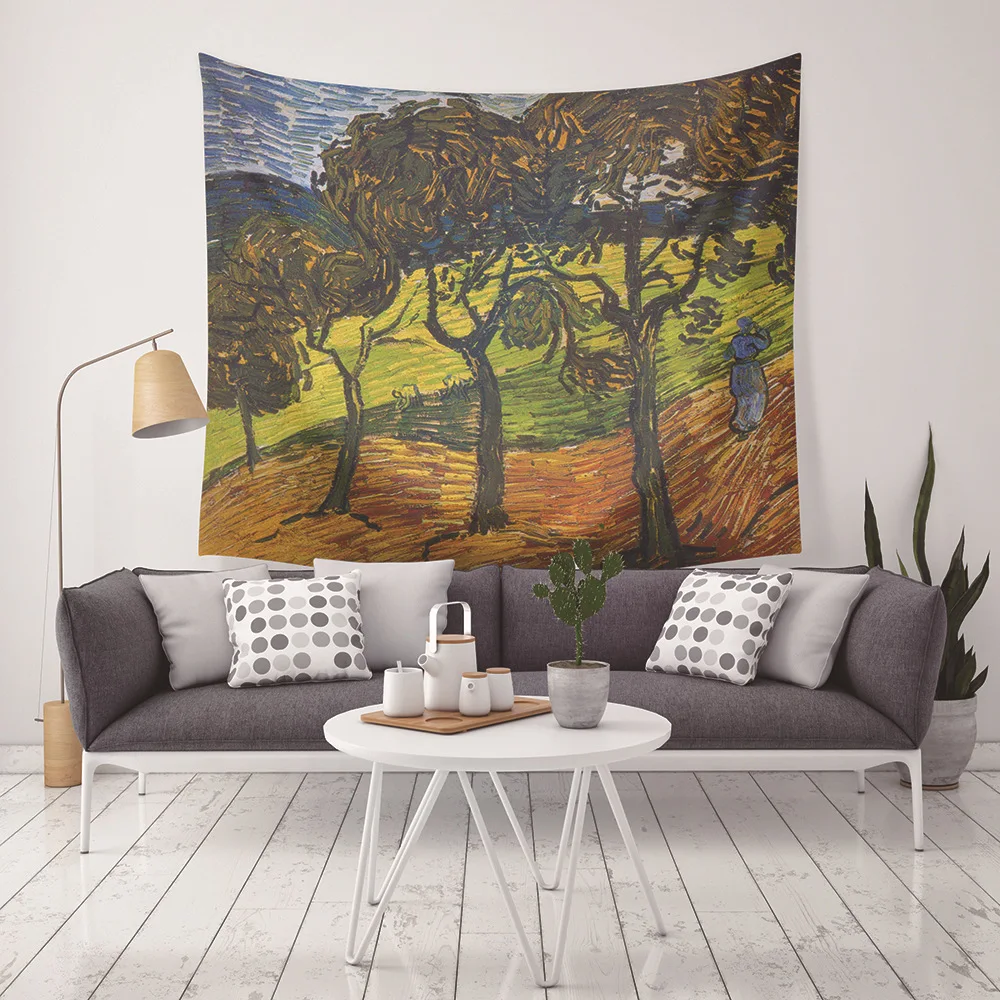 Forest Scenery Tapestry Wall Hanging Sandy Beach Picnic