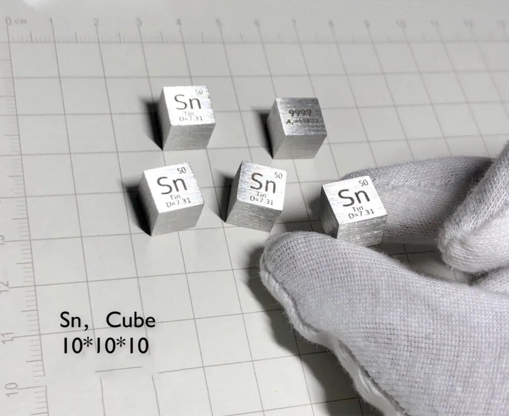 

1 Piece High Purity 99.99% Surname Sn Tin 10mm Cube Element Periodic Table cube Brand new RH