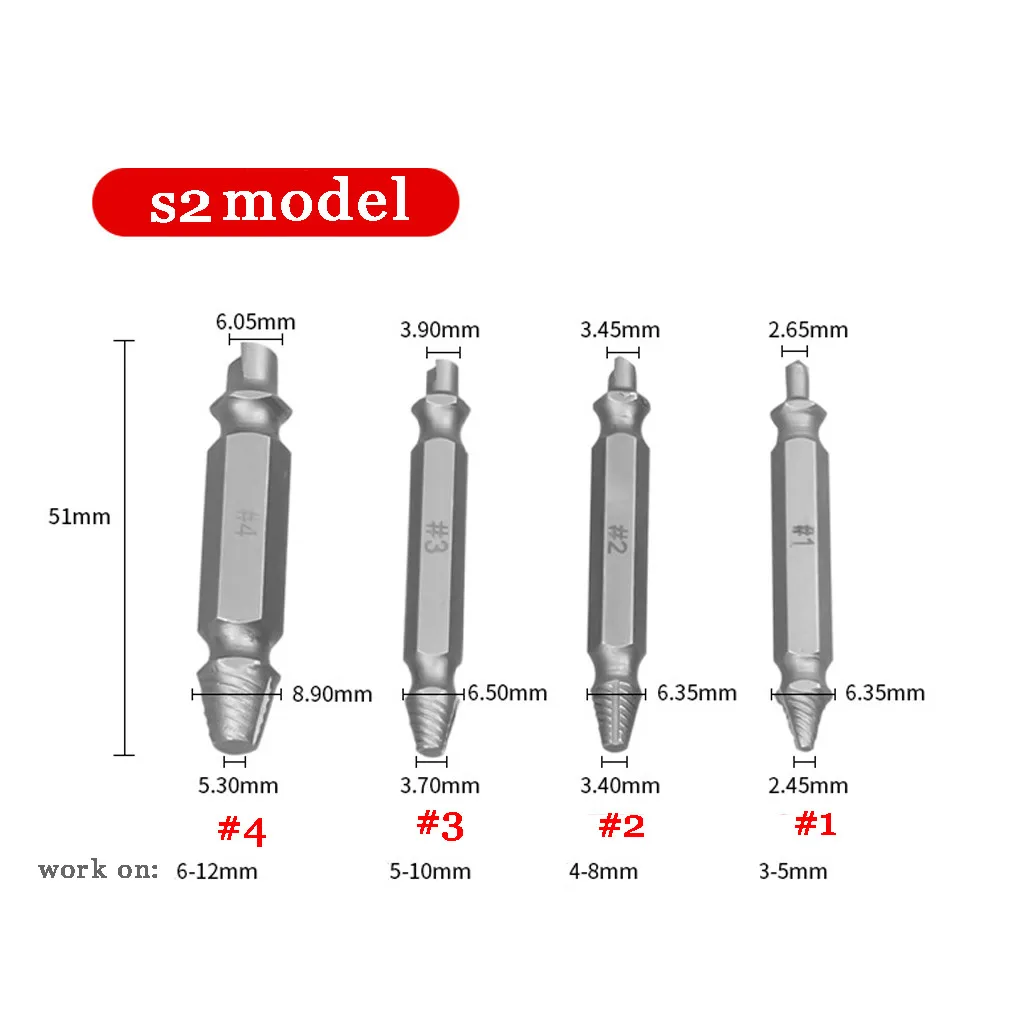 4 шт. Винт экстрактор комплект руководство сломанные поврежденные болт для удаления дрель parafuso roda carro# P6