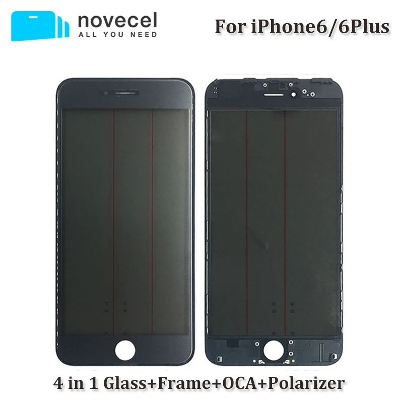 

2pcs/lot Novecel 4 in 1 A+ Front Screen Outer Glass Lens with Frame OCA+Polarizer for iphone 6 6plus 6S Plus Glass Replacement