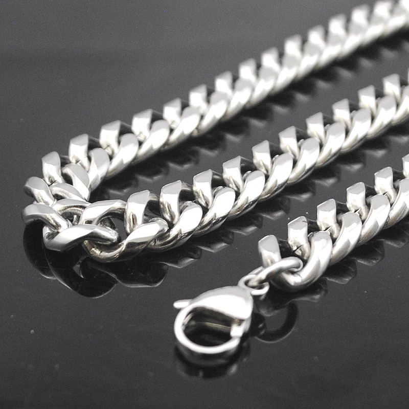 AMUMIU 45/50/55/60/65/70cm 316L Stainless Steel Chain Link Necklace 9mm Men Jewelry Long Cuban Neck