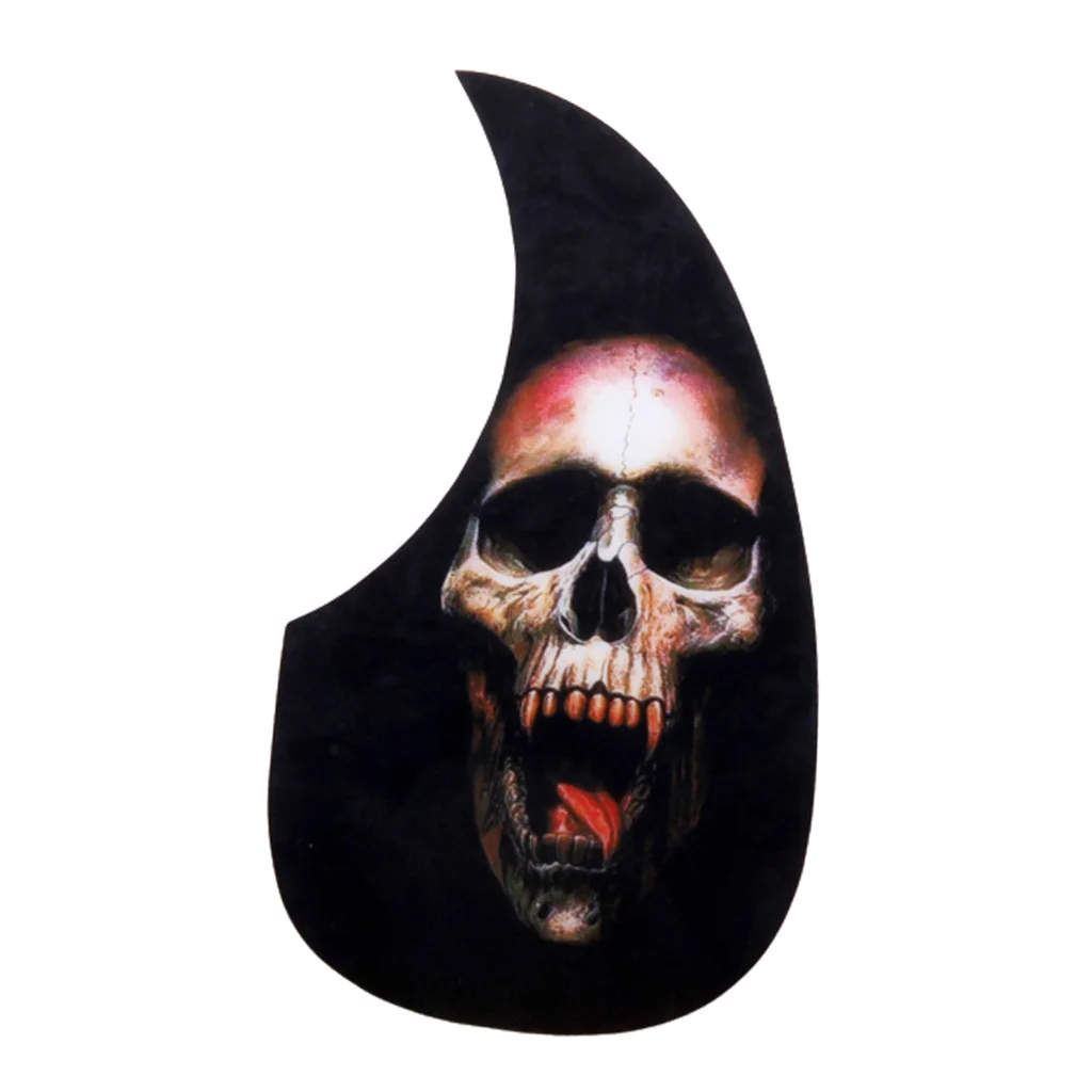 PVC Adhesive Pickguard Scratch Plate for Guitar -PVC Material Black with Skull Pattern Protect Guitar from Scratching