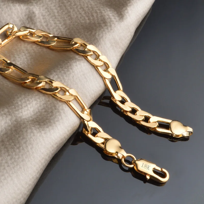 MEEKCAT 2019 новый браслет из чистого золота 18 K 8 мм 21 см браслеты плетеные цепи для
