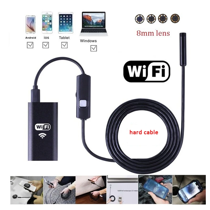 

WIFI Endoscope Camera Mini Waterproof Android Endoscope Inspection Camera 8mm USB Endoscope Otoscope For Iphone Smartphone