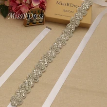 MissRDress, серебряные стразы, свадебный пояс, кристальная лента, свадебный пояс с жемчугом, цветок, свадебный пояс для невесты, аксессуары JK942